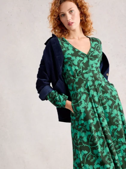 Megan Long Sleeve Jersey Midi Dress