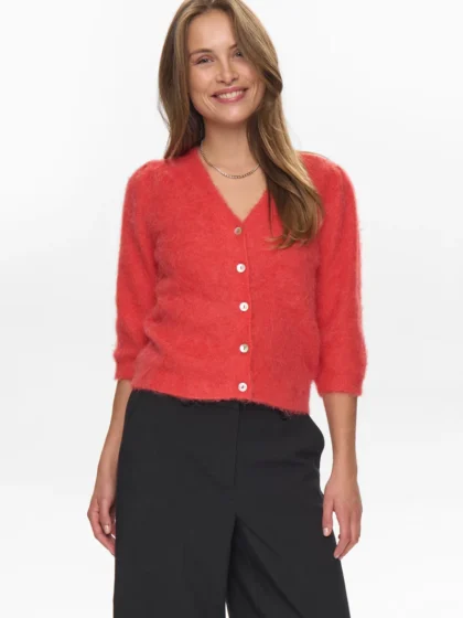NUSURI BRUSHED SS CARDIGAN - Fiery Red