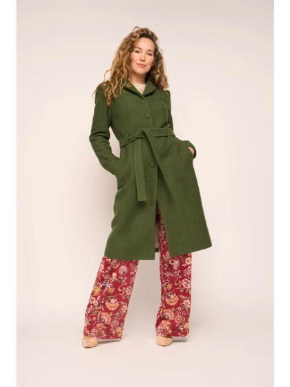 Dahlia Coat Fern Green Boiled Wool