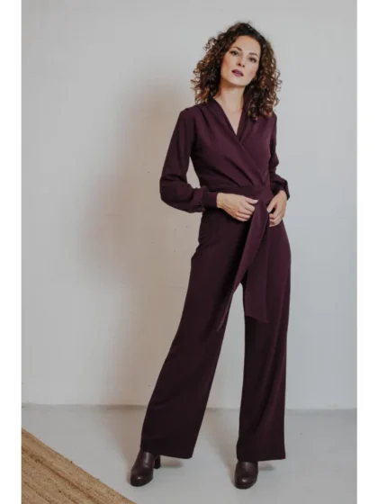 Emmylou Jumpsuit Wine Jersey Crepe